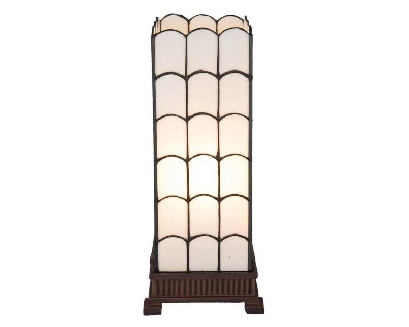 Clayre & Eef Schreibtischlampe Clayre & Eef Tischlampe Lampe Tiffanylampe Tiffany Weiß Glas Polyresin, Tiffanylampe, ohne Leuchtmittel, abhängig vom Leuchtmittel von Clayre & Eef