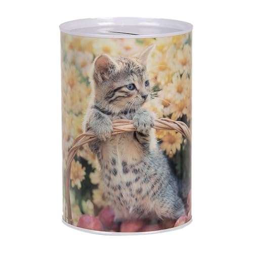 Clayre & Eef Spardosen Ø 10x15 cm Beige Metall Katze von Clayre & Eef