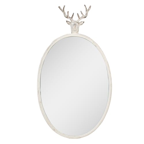 Clayre & Eef Spiegel 50x10x89 cm Weiß Metall Glas Oval Hirsch Wandspiegel Clayre & Eef Spiegel 50x10x89 cm Weiß Metall Glas Oval Hirsch Wandspiegel von Clayre & Eef
