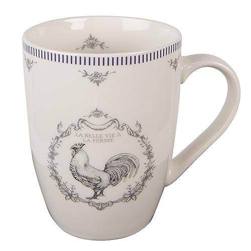 Clayre & Eef Tasse 350 ml Weiß Grau Porzellan Hahn Teebecher Clayre & Eef Tasse 350 ml Weiß Grau Porzellan Hahn Teebecher von Clayre & Eef
