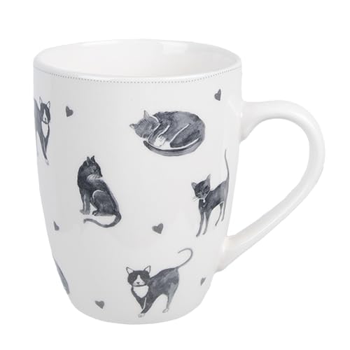 Clayre & Eef Tasse 350 ml Weiß Keramik Katzen Trinkbecher von Clayre & Eef