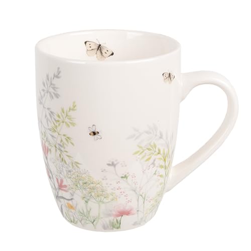 Clayre & Eef Tasse 350 ml Weiß Porzellan Blumen Trinkbecher von Clayre & Eef