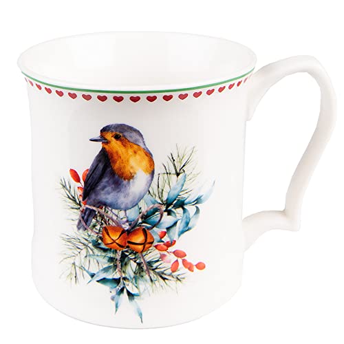 Clayre & Eef Tasse 414 ml Weiß Porzellan Vogel Teebecher von Clayre & Eef