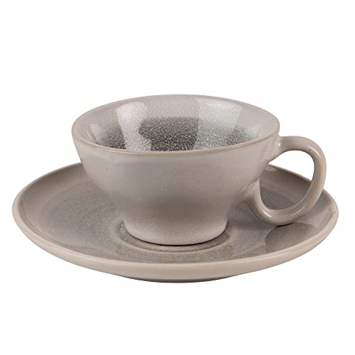 Clayre & Eef Tasse mit Untertasse 100 ml Grau Grün Keramik Geschirr von Clayre & Eef