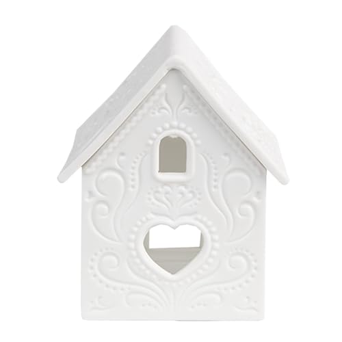 Clayre & Eef Teelichthalter Haus 7x8x9 cm Weiß Porzellan Halter für Teelicht von Clayre & Eef