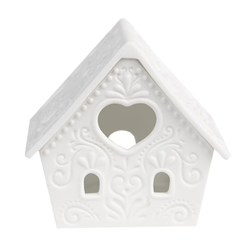 Clayre & Eef Teelichthalter Haus 9x7x8 cm Weiß Porzellan Halter für Teelicht von Clayre & Eef