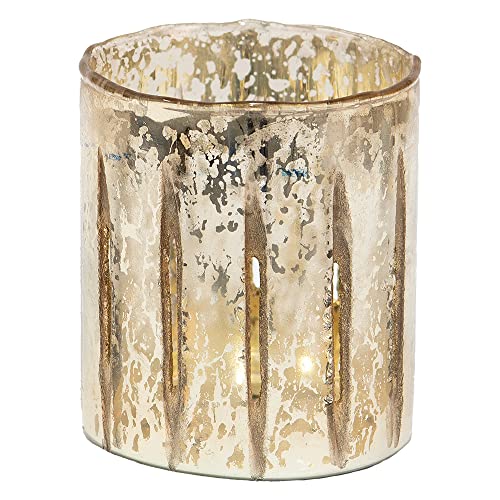 Clayre & Eef Teelichthalter Ø 11*13 cm Goldfarbig Glas Rund Windlichthalter von Clayre & Eef