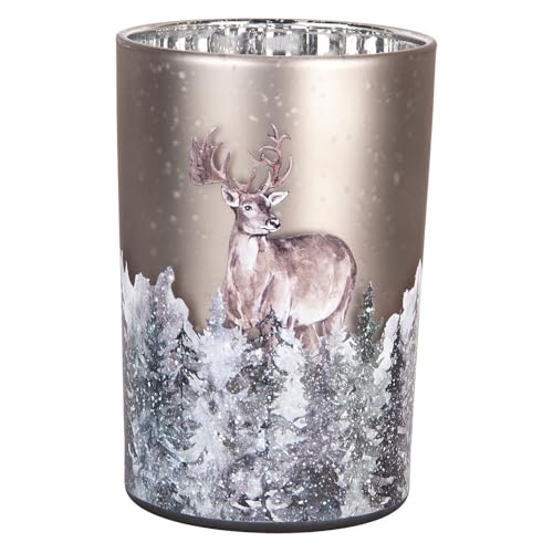 Clayre & Eef Teelichthalter Ø 12x18 cm Grau Glas Hirsch Clayre & Eef Teelichthalter Ø 12x18 cm Grau Glas Hirsch von Clayre & Eef