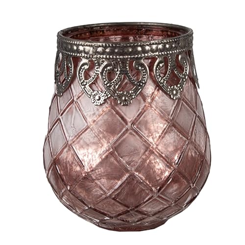 Clayre & Eef Teelichthalter Ø 9x11 cm Rosa Glas Halter für Teelicht Clayre & Eef Teelichthalter Ø 9x11 cm Rosa Glas Halter für Teelicht von Clayre & Eef