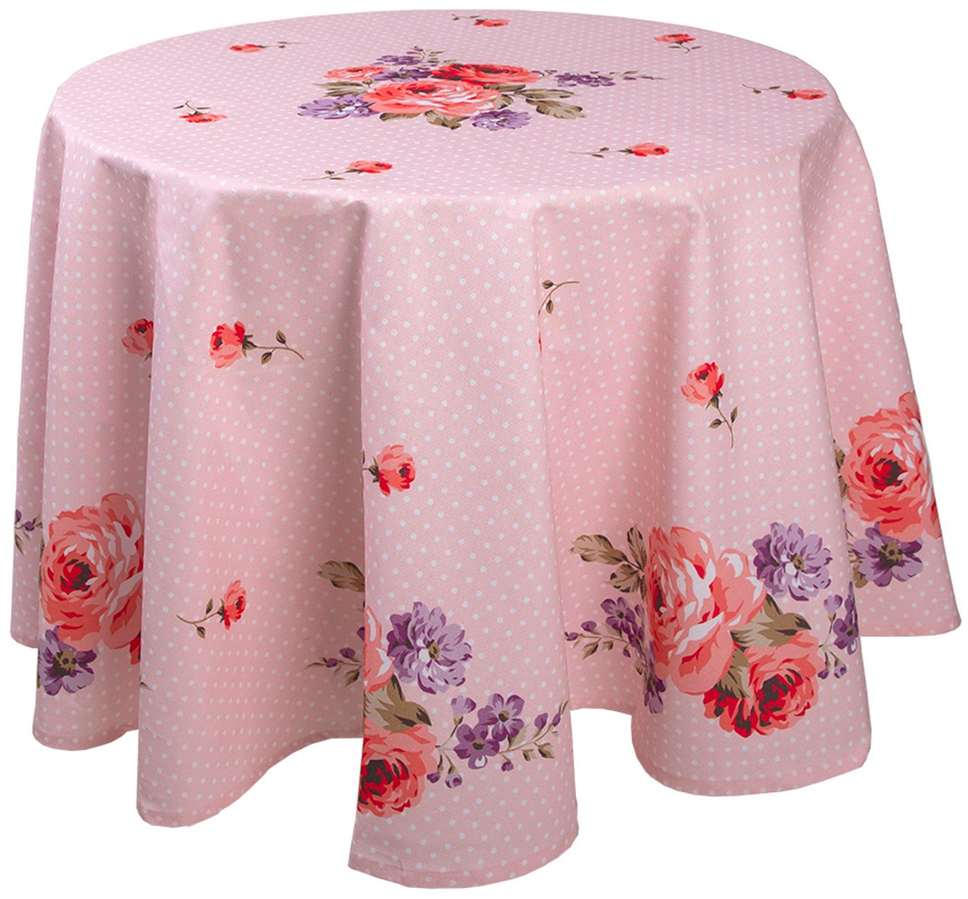 Clayre & Eef Tischdecke Dotty Rose (Set 1-tlg, 1-teilig), runde Tischdecke Ø ca.170cm Baumwolle von Clayre & Eef