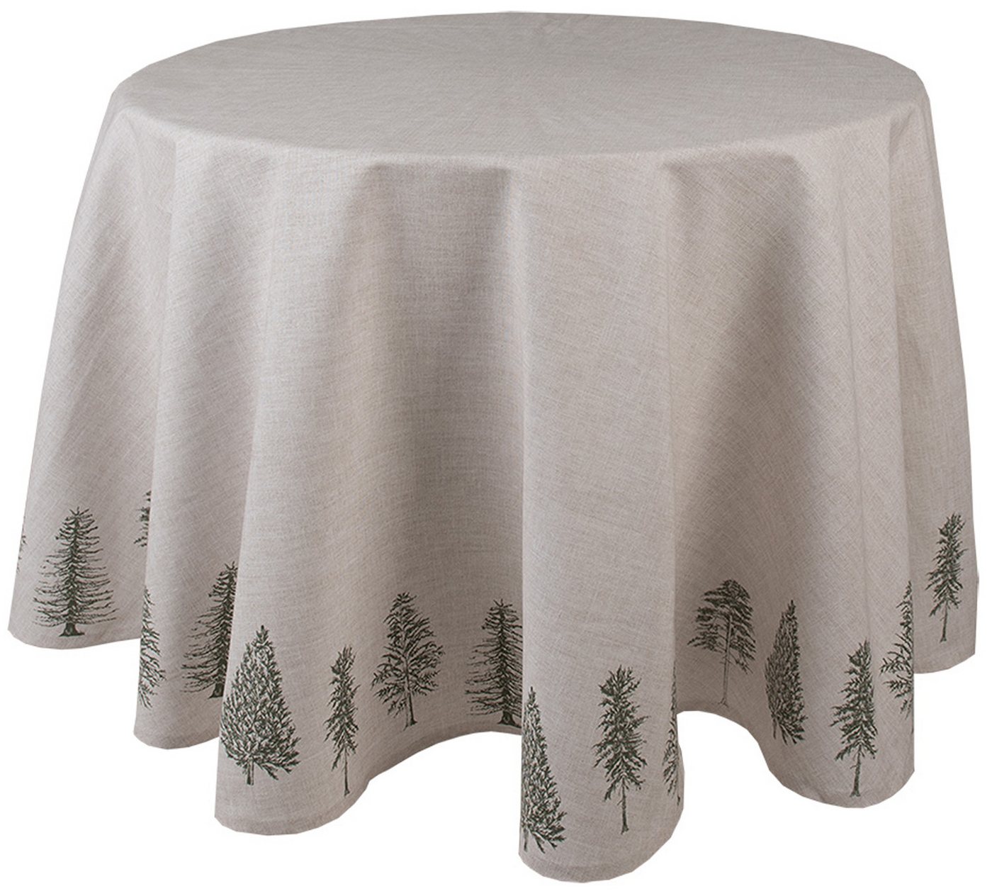 Clayre & Eef Tischdecke Natural Pine Trees (1-tlg, 1-teilig), runde Tischdecke Ø ca.170cm Baumwolle von Clayre & Eef