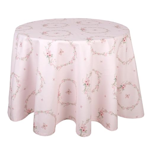 Clayre & Eef Tischdecke Ø 170 cm Rosa Baumwolle Rund Kaninchen Tischtuch von Clayre & Eef