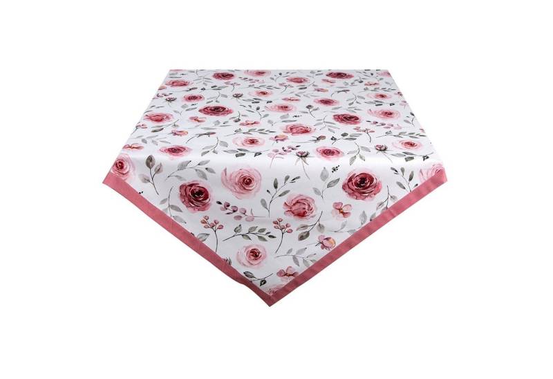 Clayre & Eef Tischdecke Rustic Rose (Set 1-tlg, 1-teilig), quadratische Tischdecke Mitteldecke ca.100x100cm Baumwolle von Clayre & Eef