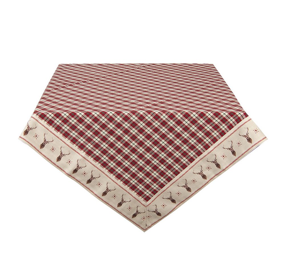 Clayre & Eef Tischdecke Tischdecke 150x150 cm Rot Beige Baumwolle Rauten Hirsch Tischtuch, mit weihnachtlichem Motiv Clayre & Eef Tischdecke Tischdecke 150x150 cm Rot Beige Baumwolle Rauten Hirsch Tischtuch, mit weihnachtlichem Motiv von Clayre & Eef
