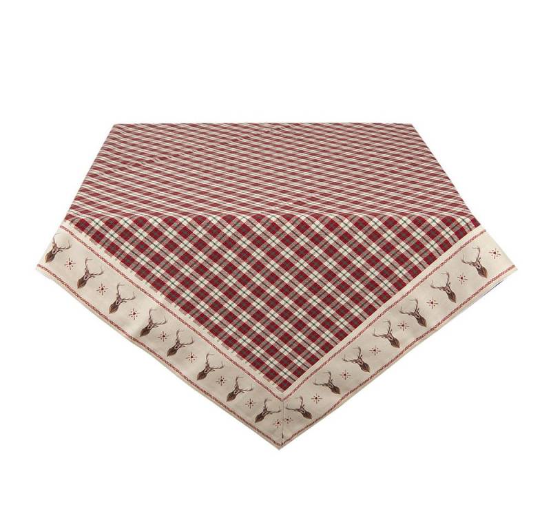 Clayre & Eef Tischdecke Tischdecke 150x150 cm Rot Beige Baumwolle Rauten Hirsch Tischtuch, mit weihnachtlichem Motiv Clayre & Eef Tischdecke Tischdecke 150x150 cm Rot Beige Baumwolle Rauten Hirsch Tischtuch, mit weihnachtlichem Motiv von Clayre & Eef