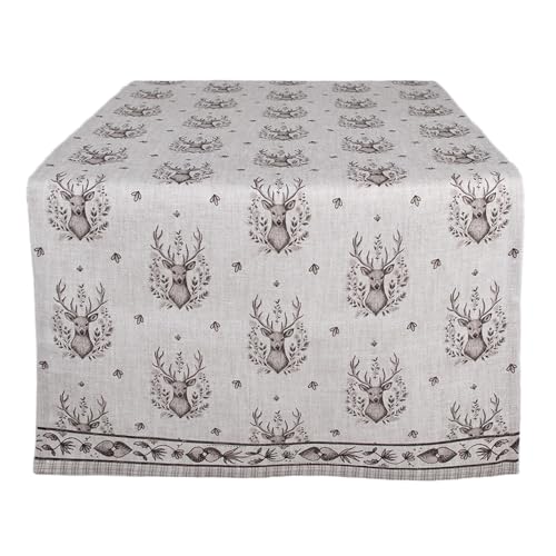Clayre & Eef Tischläufer 50x140 cm Beige Baumwolle Hirsch Tischdecke von Clayre & Eef