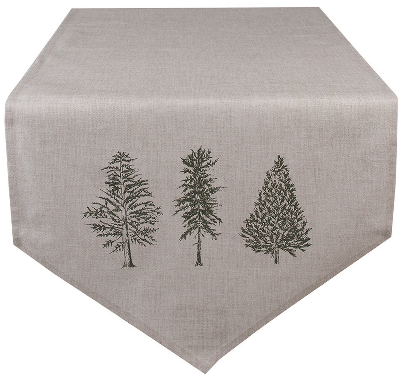 Clayre & Eef Tischläufer Natural Pine Trees (1-tlg, 1-teilig), Tischläufer Tischdecke ca.50x160cm Baumwolle von Clayre & Eef