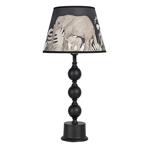 Clayre & Eef Tischlampe Ø 27x57 cm Schwarz Grau Keramik Rund Elefanten Schreibtischlampe von Clayre & Eef