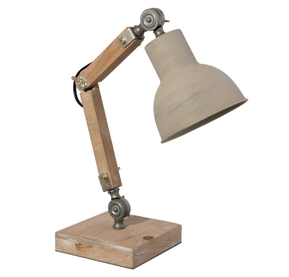 Clayre & Eef Tischleuchte Schreibtischlampe LEWIS weiß braun aus Holz Metall Hampton Long Island von Clayre & Eef