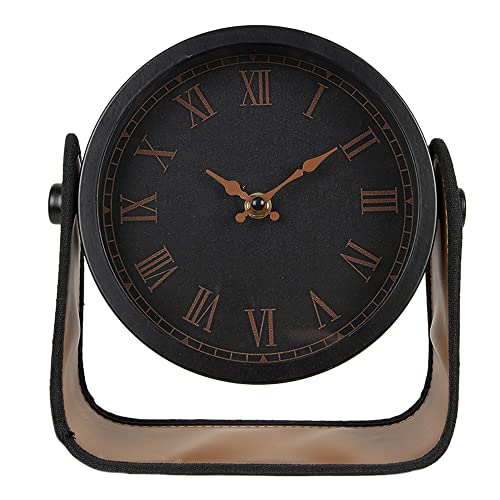 Clayre & Eef Tischuhr 22 cm Schwarz Braun Metall Glas Standuhr von Clayre & Eef
