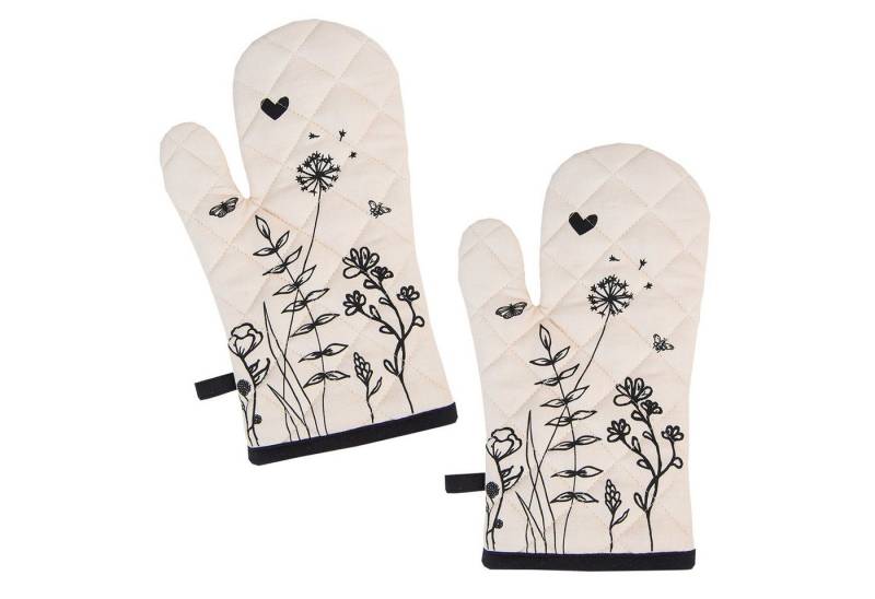Clayre & Eef Topfhandschuhe Flora and Fauna, (Set, 2-tlg., 2-teilig), Ofenhandschuhe wattiert Größe: ca.18x30cm von Clayre & Eef