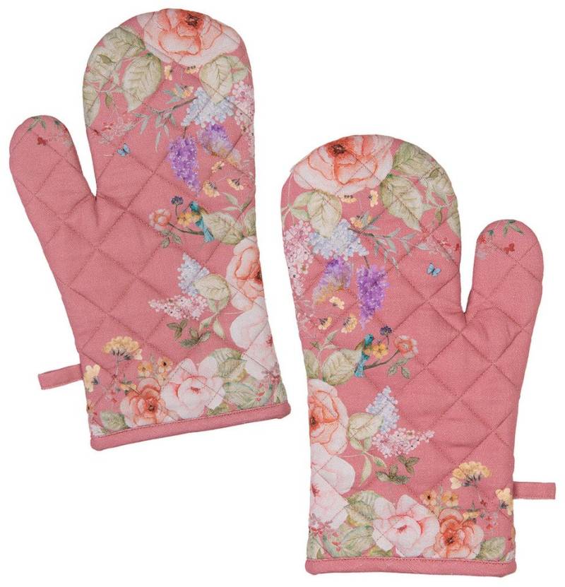 Clayre & Eef Topfhandschuhe Floral Fiesta, (2-tlg., 2-teilig), Ofenhandschuhe wattiert Größe: ca.18x30cm von Clayre & Eef