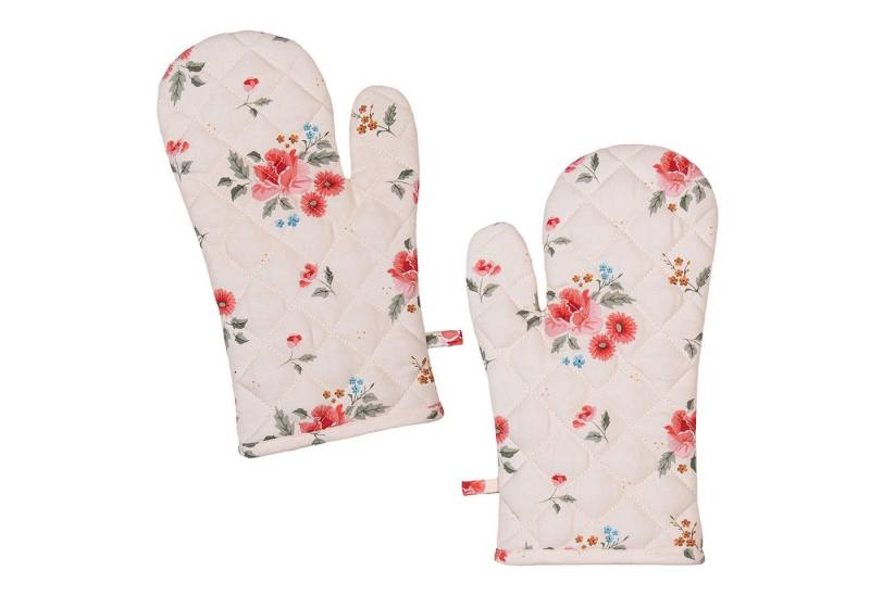 Clayre & Eef Topfhandschuhe Little Rose Collection, (Set, 2-tlg., 2-teilig), Ofenhandschuhe wattiert Größe: ca.18x30cm von Clayre & Eef