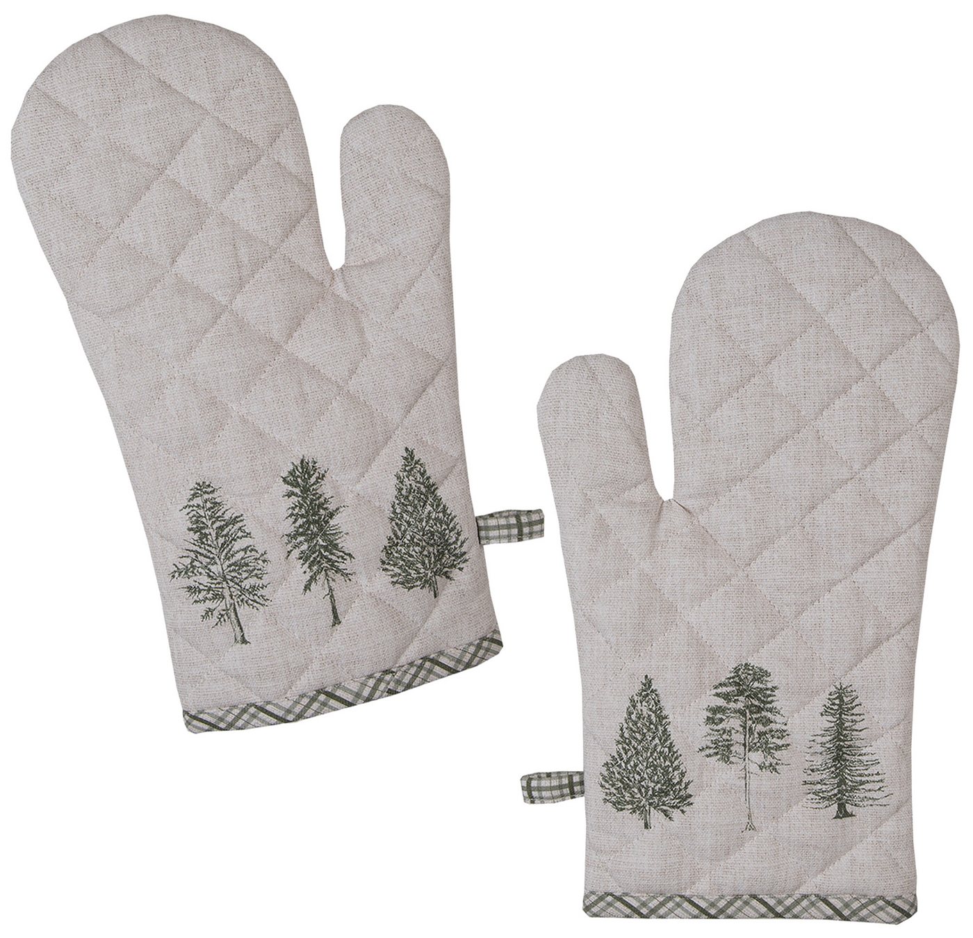 Clayre & Eef Topfhandschuhe Natural Pine Trees, (2-tlg., 2-teilig), Ofenhandschuhe wattiert Größe: ca.18x30cm von Clayre & Eef