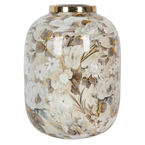 Clayre & Eef Vase Ø 17x22 cm Beige Braun Metall Blumen Clayre & Eef Vase Ø 17x22 cm Beige Braun Metall Blumen von Clayre & Eef