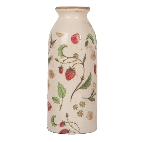 Clayre & Eef Vase Ø 8x20 cm Beige Keramik Erdbeeren Clayre & Eef Vase Ø 8x20 cm Beige Keramik Erdbeeren von Clayre & Eef