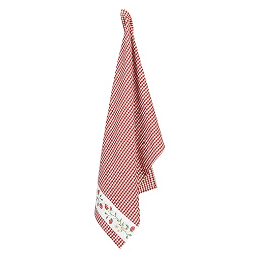 Clayre & Eef WIS42 Küchentuch Geschirrtuch Erdbeere Strawberry Weiss Rot Kariert 50 x 70 cm von Clayre & Eef