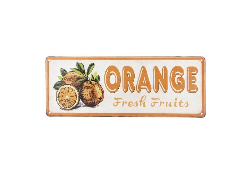 Clayre & Eef Wandbild, Früchte, Grosses Retro Vintage Metallschild mit Fruechtehinweis Orange von Clayre & Eef