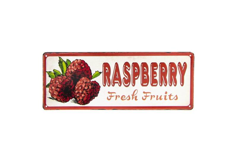 Clayre & Eef Wandbild, Früchte, Grosses Retro Vintage Metallschild mit Fruechtehinweis RASPBERRY von Clayre & Eef