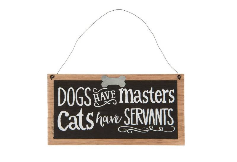 Clayre & Eef Wandbild, Hund, Vintage Retro Schild Modell DOGS HAVE MASTERS Material HOLZ M von Clayre & Eef