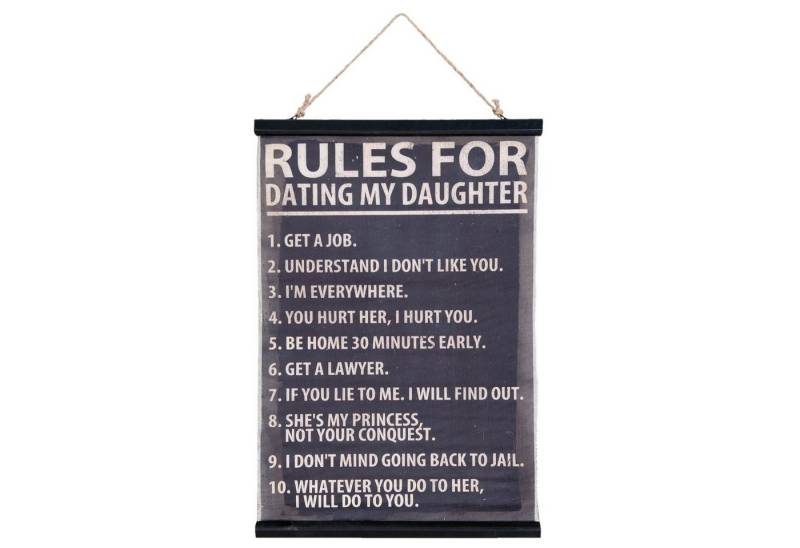 Clayre & Eef Wandbild, Sprüche, Riesiges Tolles Vintage Retro Schild aus Baumwolle RULES FOR DAT von Clayre & Eef