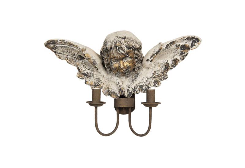 Clayre & Eef Wandleuchte Wandlampe Lampe Engel Putte Eisen rost Patina creme gold shabby, ohne Leuchtmittel von Clayre & Eef