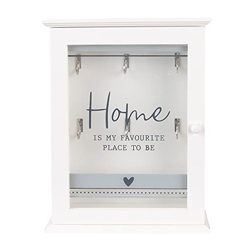 Clayre & Eef Wandschrank 20x6x27 cm Weiß Holz Glas Rechteckig Home is my favourite place to be von Clayre & Eef
