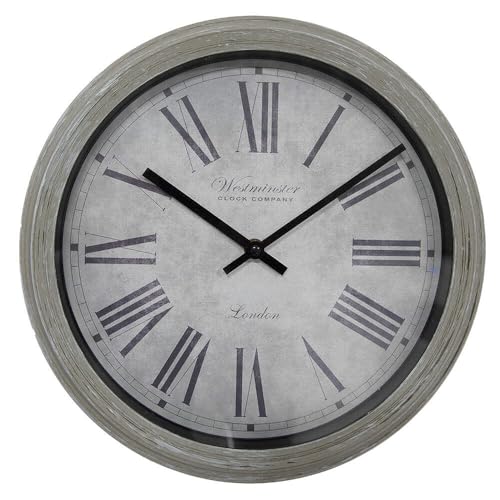 Clayre & Eef Wanduhr Ø 30x4 cm Grau Kunststoff Glas Hängeuhr von Clayre & Eef