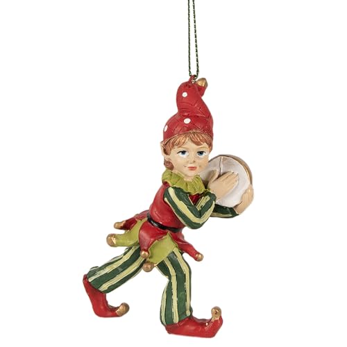 Clayre & Eef Weihnachtsanhänger Elf 11 cm Rot Grün Polyresin Weihnachtsbaumschmuck von Clayre & Eef