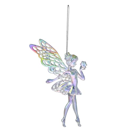Clayre & Eef Weihnachtsanhänger Fee 15 cm Silberfarbig Kunststoff Weihnachtsbaumschmuck von Clayre & Eef