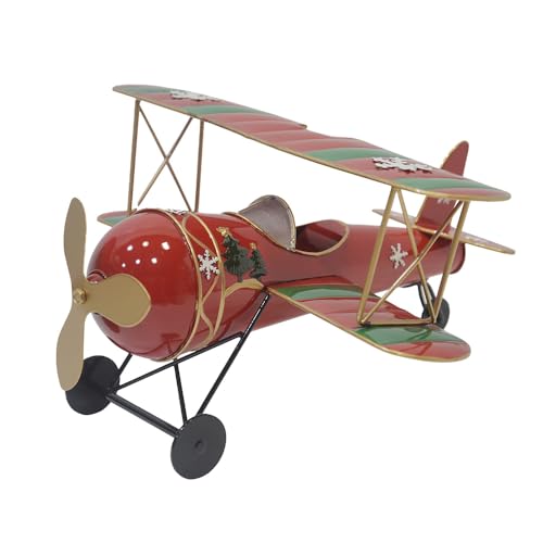Clayre & Eef Weihnachtsdekoration Flugzeug 41x37x21 cm Rot Metall von Clayre & Eef