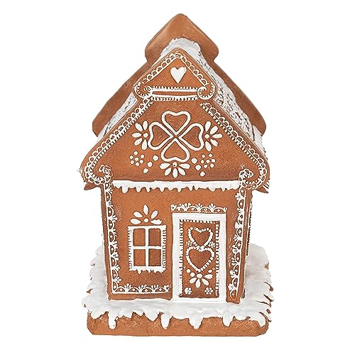 Clayre & Eef Weihnachtsdekoration mit LED-Beleuchtung Haus 17 cm Braun Polyresin Pfefferkuchenhaus von Clayre & Eef