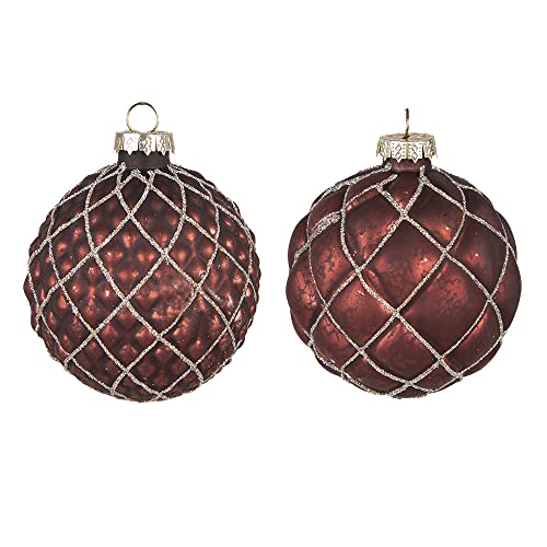 Clayre & Eef Weihnachtskugel 2er Set Ø 8 cm Rot Glas Weihnachtsdekoration von Clayre & Eef