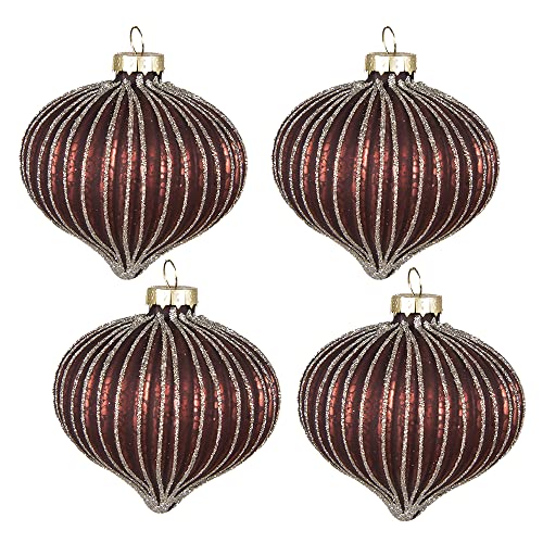 Clayre & Eef Weihnachtskugel 4er Set Ø 8 cm Rot Glas Weihnachtsdekoration von Clayre & Eef