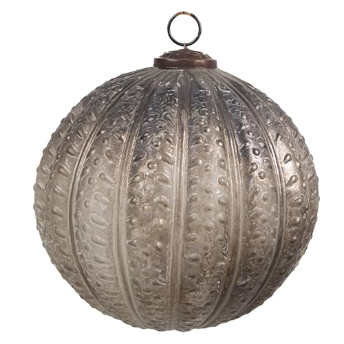 Clayre & Eef Weihnachtskugel Ø 15x15 cm Silberfarbig Braun Glas Weihnachtsbaumschmuck von Clayre & Eef