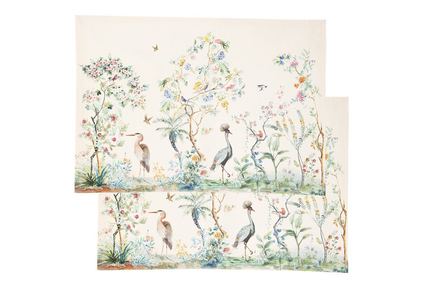 Platzset, Birds in Paradise, Clayre & Eef, (Set, 2-St., 2-teilig), Tischsets Platzsets (2 Stück) Platzdeckchen ca.48x33cm Baumwolle von Clayre & Eef