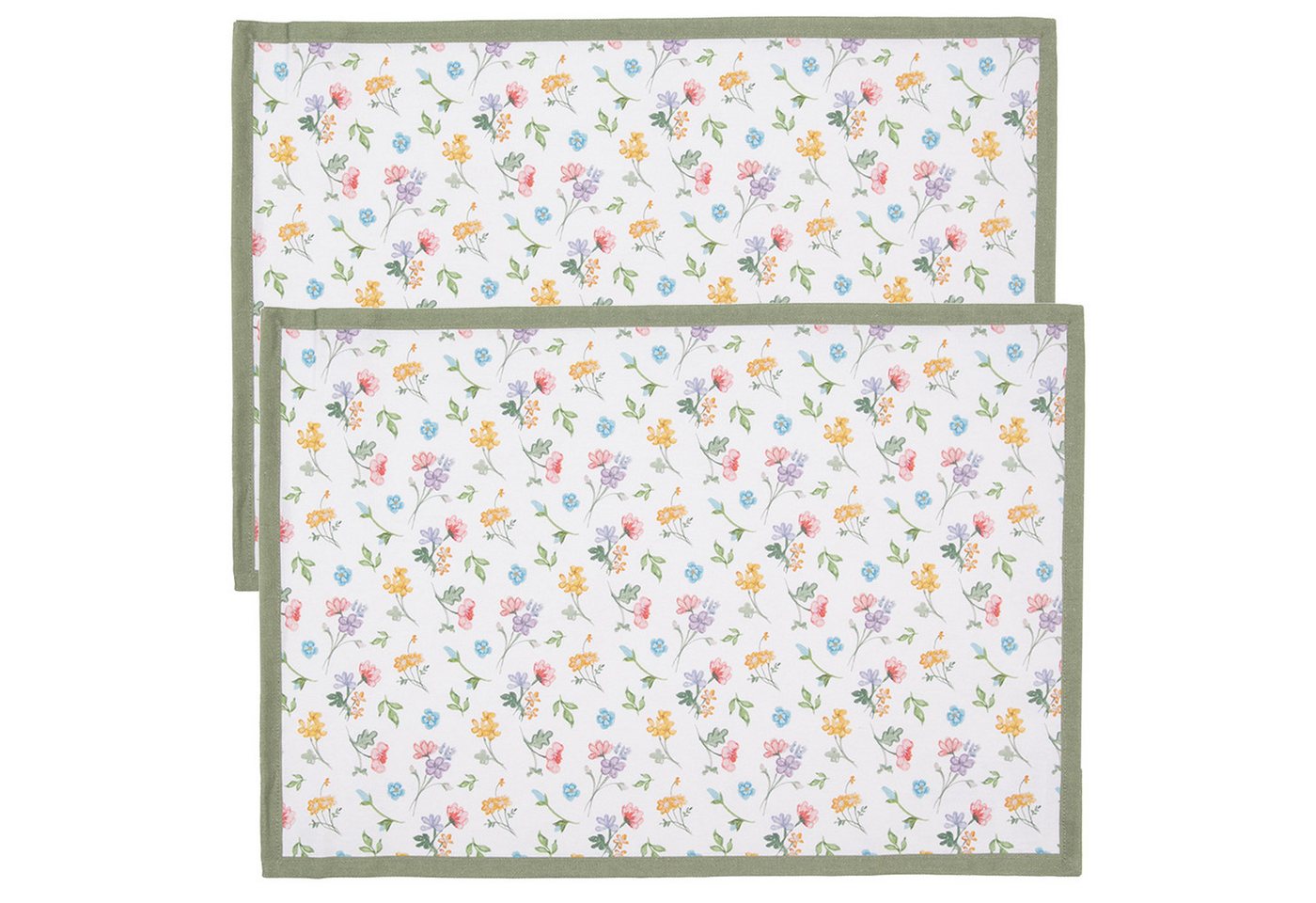 Platzset, Colourful Flowers, Clayre & Eef, (Set, 2-St., 2-teilig), Tischsets Platzsets (2 Stück) Platzdeckchen ca.48x33cm Baumwolle von Clayre & Eef