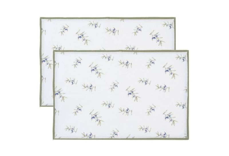 Clayre & Eef Platzset Olive Fields, (Set, 2-St., 2-teilig), Tischsets Platzsets (2 Stück) Platzdeckchen ca.48x33cm Baumwolle von Clayre & Eef