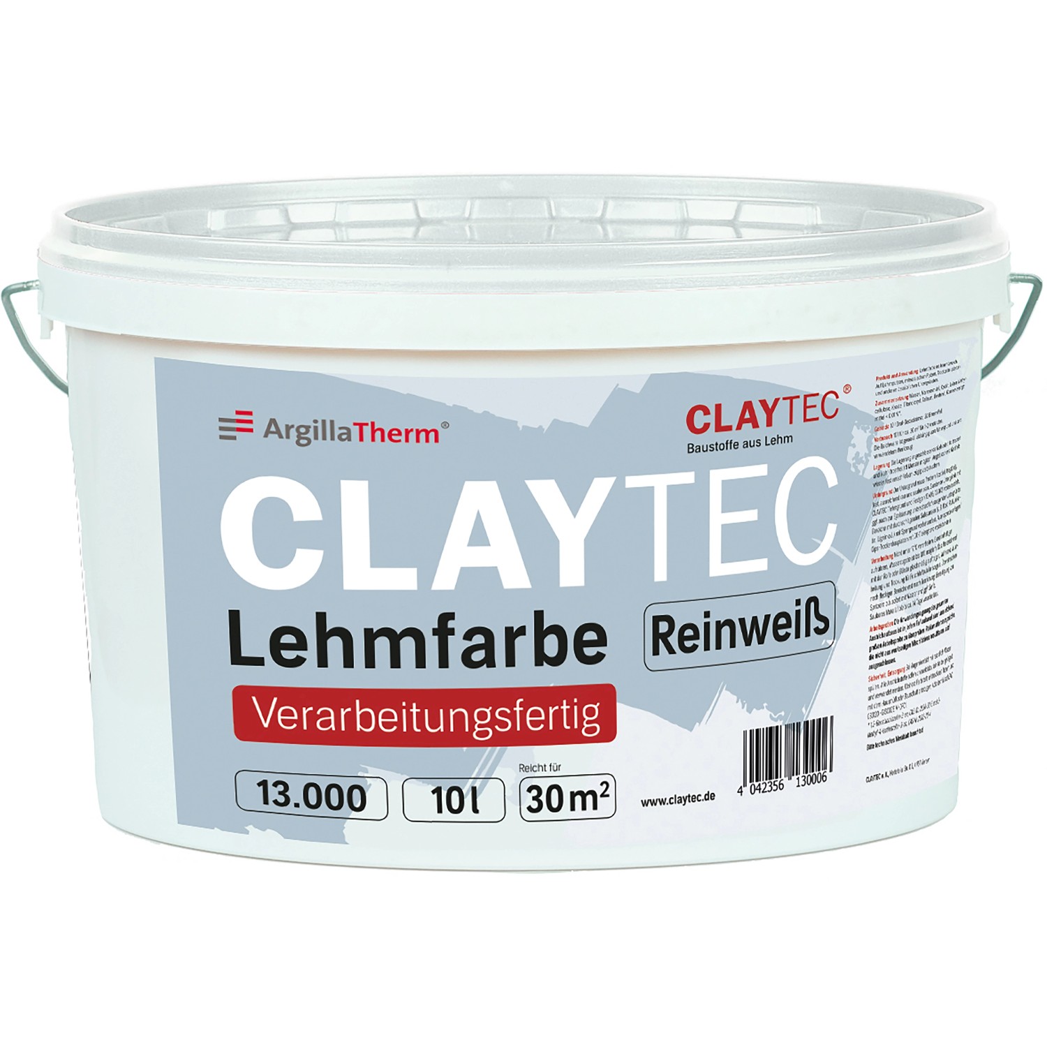 Claytec Clayfix - Lehmfarbe Reinweiß 10 l von Claytec