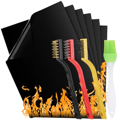 10 Set Grillmatte Für Gasgrill Pauschalensatz, Grillmatten Für Holzkohle Grillmatten Set Mit Grill Pinsel Grill Matten Gasgrill Grillfolie Für Holzkohlegrill Wiederverwendbare BBQ Grillmatte von ClcIosis